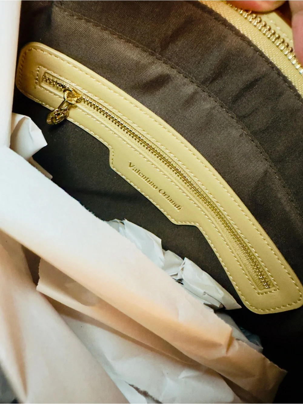Valentino Orlandi Brown & Cream Monogram Vegan Leather Tote Bag
